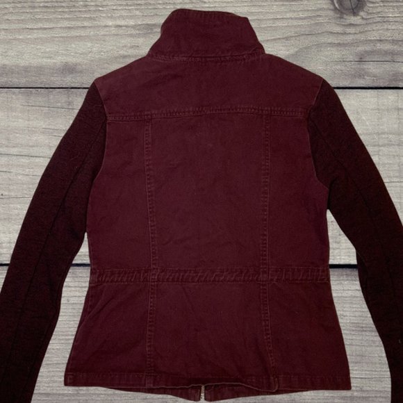Women's Jacket Sz Small ASHLEY By 26 International Burgundy Long Sleeve Full Zip - Picture 4 of 8
